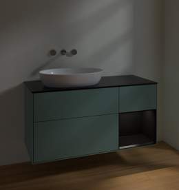 Тумба под раковину Villeroy & Boch Finion 120х50,1 см с подсветкой МДФ оливковый матовый лак/стекло черное матовое FA52PDGM