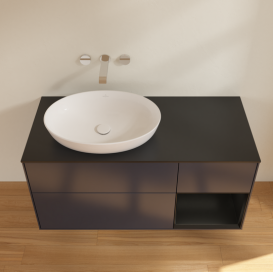 Тумба под раковину Villeroy & Boch Finion 120х50,1 см с подсветкой МДФ темно-синий матовый лак/стекло черное матовое FA52PDHG