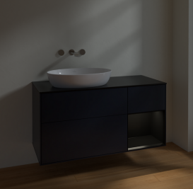 Тумба под раковину Villeroy & Boch Finion 120х50,1 см с подсветкой МДФ темно-синий матовый лак/стекло черное матовое FA52PDHG