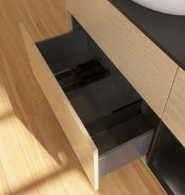 Тумба под раковину Villeroy & Boch Finion 120х50,1 см с подсветкой МДФ шпон дуба/стекло черное матовое FA52PDPC