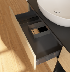 Тумба под раковину Villeroy & Boch Finion 120х50,1 см с подсветкой МДФ шпон дуба/стекло черное матовое FA52PDPC