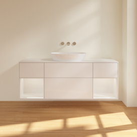 Тумба под раковину Villeroy & Boch Finion 160х50,1 см с подсветкой МДФ глянцевый белый лак/стекло белое матовое FD01GFGF