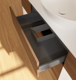 Тумба под раковину Villeroy & Boch Finion 160х50,1 см с подсветкой МДФ шпон грецкого ореха/стекло белое матовое FD01GFGN