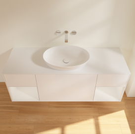 Тумба под раковину Villeroy & Boch Finion 160х50,1 см с подсветкой МДФ белый матовый лак/стекло белое матовое FD01GFMT