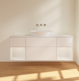 Тумба под раковину Villeroy & Boch Finion 160х50,1 см с подсветкой МДФ белый матовый лак/стекло белое матовое FD01GFMT