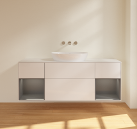 Тумба под раковину Villeroy & Boch Finion 160х50,1 см с подсветкой МДФ глянцевый белый лак/стекло белое матовое FD01GKGF