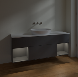 Тумба под раковину Villeroy & Boch Finion 160х50,1 см с подсветкой МДФ антрацит матовый лак/стекло белое матовое FD01GKGK