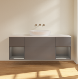 Тумба под раковину Villeroy & Boch Finion 160х50,1 см с подсветкой МДФ антрацит матовый лак/стекло белое матовое FD01GKGK