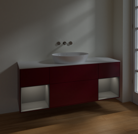 Тумба под раковину Villeroy & Boch Finion 160х50,1 см с подсветкой МДФ пион матовый лак/стекло белое матовое FD01GKHB