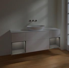 Тумба под раковину Villeroy & Boch Finion 160х50,1 см с подсветкой МДФ белый матовый лак/стекло белое матовое FD01GKMT