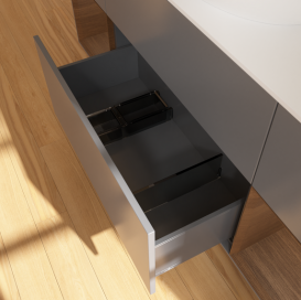 Тумба под раковину Villeroy & Boch Finion 160х50,1 см с подсветкой МДФ антрацит матовый лак/стекло белое матовое FD01GNGK