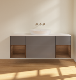 Тумба под раковину Villeroy & Boch Finion 160х50,1 см с подсветкой МДФ антрацит матовый лак/стекло белое матовое FD01GNGK