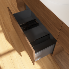 Тумба под раковину Villeroy & Boch Finion 160х50,1 см с подсветкой МДФ шпон грецкого ореха/стекло белое матовое FD01GNGN