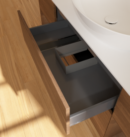 Тумба под раковину Villeroy & Boch Finion 160х50,1 см с подсветкой МДФ шпон грецкого ореха/стекло белое матовое FD01GNGN