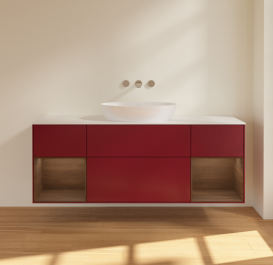 Тумба под раковину Villeroy & Boch Finion 160х50,1 см с подсветкой МДФ пион матовый лак/стекло белое матовое FD01GNHB