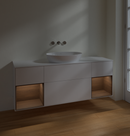 Тумба под раковину Villeroy & Boch Finion 160х50,1 см с подсветкой МДФ белый матовый лак/стекло белое матовое FD01GNMT