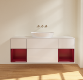 Тумба под раковину Villeroy & Boch Finion 160х50,1 см с подсветкой МДФ глянцевый белый лак/стекло белое матовое FD01HBGF