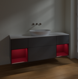 Тумба под раковину Villeroy & Boch Finion 160х50,1 см с подсветкой МДФ антрацит матовый лак/стекло белое матовое FD01HBGK