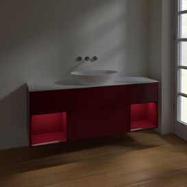 Тумба под раковину Villeroy & Boch Finion 160х50,1 см с подсветкой МДФ пион матовый лак/стекло белое матовое FD01HBHB