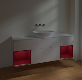 Тумба под раковину Villeroy & Boch Finion 160х50,1 см с подсветкой МДФ белый матовый лак/стекло белое матовое FD01HBMT