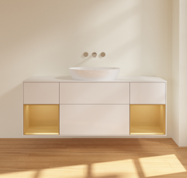 Тумба под раковину Villeroy & Boch Finion 160х50,1 см с подсветкой МДФ глянцевый белый лак/стекло белое матовое FD01HFGF