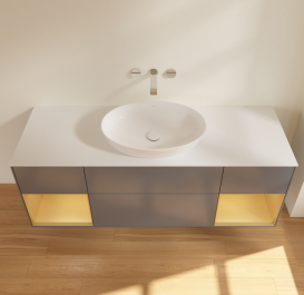 Тумба под раковину Villeroy & Boch Finion 160х50,1 см с подсветкой МДФ антрацит матовый лак/стекло белое матовое FD01HFGK