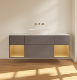 Тумба под раковину Villeroy & Boch Finion 160х50,1 см с подсветкой МДФ антрацит матовый лак/стекло белое матовое FD01HFGK