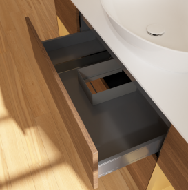 Тумба под раковину Villeroy & Boch Finion 160х50,1 см с подсветкой МДФ шпон грецкого ореха/стекло белое матовое FD01HFGN