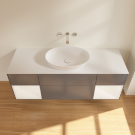 Тумба под раковину Villeroy & Boch Finion 160х50,1 см с подсветкой МДФ антрацит матовый лак/стекло белое матовое FD01MTGK