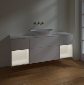 Тумба под раковину Villeroy & Boch Finion 160х50,1 см с подсветкой МДФ белый матовый лак/стекло белое матовое FD01MTMT