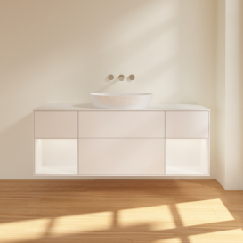 Тумба под раковину Villeroy & Boch Finion 160х50,1 см с подсветкой МДФ белый матовый лак/стекло белое матовое FD01MTMT