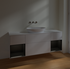 Тумба под раковину Villeroy & Boch Finion 160х50,1 см с подсветкой МДФ глянцевый белый лак/стекло белое матовое FD01PDGF