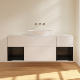 Тумба под раковину Villeroy & Boch Finion 160х50,1 см с подсветкой МДФ глянцевый белый лак/стекло белое матовое FD01PDGF