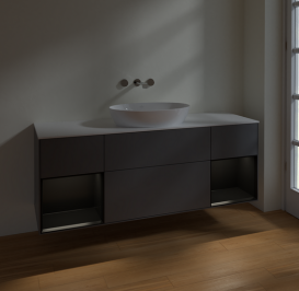 Тумба под раковину Villeroy & Boch Finion 160х50,1 см с подсветкой МДФ антрацит матовый лак/стекло белое матовое FD01PDGK