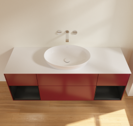 Тумба под раковину Villeroy & Boch Finion 160х50,1 см с подсветкой МДФ пион матовый лак/стекло белое матовое FD01PDHB