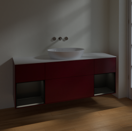 Тумба под раковину Villeroy & Boch Finion 160х50,1 см с подсветкой МДФ пион матовый лак/стекло белое матовое FD01PDHB