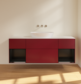 Тумба под раковину Villeroy & Boch Finion 160х50,1 см с подсветкой МДФ пион матовый лак/стекло белое матовое FD01PDHB