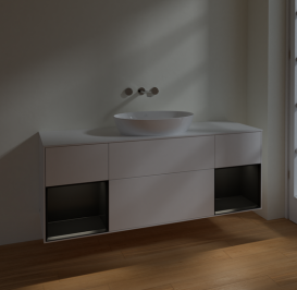 Тумба под раковину Villeroy & Boch Finion 160х50,1 см с подсветкой МДФ белый матовый лак/стекло белое матовое FD01PDMT