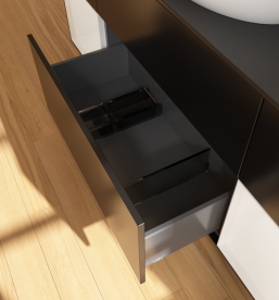 Тумба под раковину Villeroy & Boch Finion 160х50,1 см с подсветкой МДФ черный матовый лак/стекло черное матовое FD02GFPD