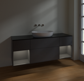 Тумба под раковину Villeroy & Boch Finion 160х50,1 см с подсветкой МДФ антрацит матовый лак/стекло черное матовое FD02GKGK