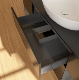 Тумба под раковину Villeroy & Boch Finion 160х50,1 см с подсветкой МДФ черный матовый лак/стекло черное матовое FD02GKPD