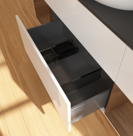 Тумба под раковину Villeroy & Boch Finion 160х50,1 см с подсветкой МДФ глянцевый белый лак/стекло черное матовое FD02GNGF