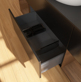 Тумба под раковину Villeroy & Boch Finion 160х50,1 см с подсветкой МДФ черный матовый лак/стекло черное матовое FD02GNPD