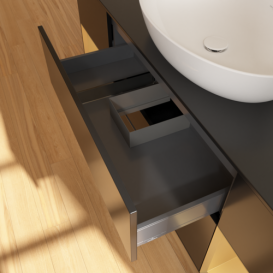 Тумба под раковину Villeroy & Boch Finion 160х50,1 см с подсветкой МДФ черный матовый лак/стекло черное матовое FD02HFPD