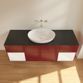 Тумба под раковину Villeroy & Boch Finion 160х50,1 см с подсветкой МДФ пион матовый лак/стекло черное матовое FD02MTHB