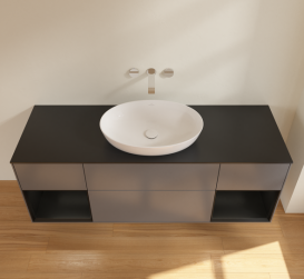 Тумба под раковину Villeroy & Boch Finion 160х50,1 см с подсветкой МДФ антрацит матовый лак/стекло черное матовое FD02PDGK