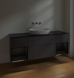 Тумба под раковину Villeroy & Boch Finion 160х50,1 см с подсветкой МДФ антрацит матовый лак/стекло черное матовое FD02PDGK
