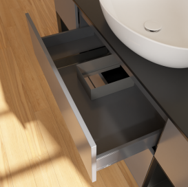 Тумба под раковину Villeroy & Boch Finion 160х50,1 см с подсветкой МДФ антрацит матовый лак/стекло черное матовое FD02PDGK