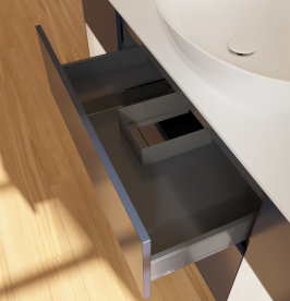 Тумба под раковину Villeroy & Boch Finion 160х50,1 см с подсветкой МДФ темно-синий матовый лак/стекло белое матовое FD01GFHG