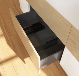 Тумба под раковину Villeroy & Boch Finion 160х50,1 см с подсветкой МДФ шпон дуба/стекло белое матовое FD01GFPC